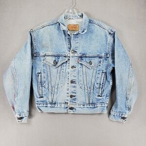 Vintage 90'S Levi's‎ 57514 Stone Wash Denim Jacket Size L USA Made Petite